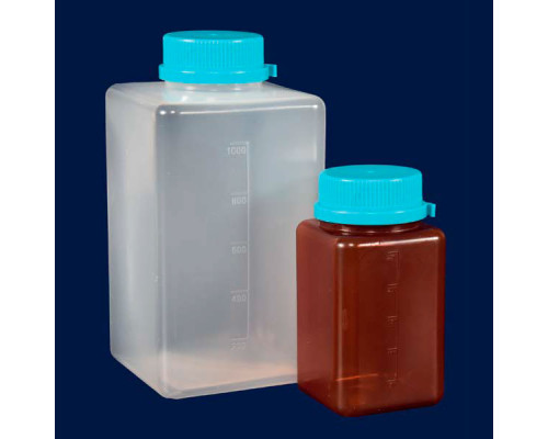Бутыль квадратная ISOLAB 250 мл, c винтовой крышкой, стерильная, индивидуальная упаковка, прозрачный PP (Артикул 061.25.250)