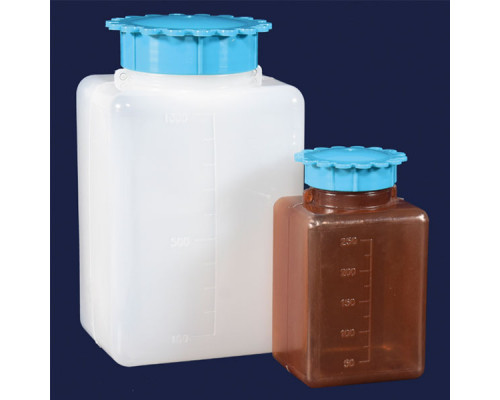 Бутыль квадратная ISOLAB 1000 мл, с винтовой крышкой, прозрачный PE (Артикул 061.07.901)