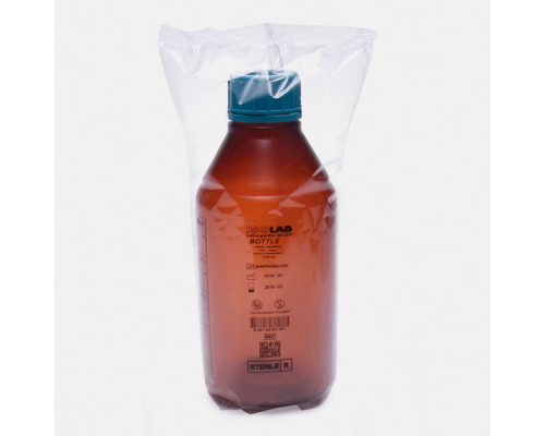 Бутыль ISOLAB 1000 мл, GL45, с винтовой крышкой, стерильная, тёмный PP (Артикул 061.18.901)