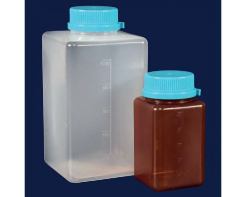 Бутыль квадратная ISOLAB 1000 мл, c винтовой крышкой, стерильная, индивидуальная упаковка, коричневый PP (Артикул 061.26.901)