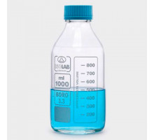 Бутыль ISOLAB 100 мл, GL45, с крышкой и сливным кольцом, стекло (Артикул 061.01.100)