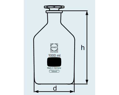 Бутыль DURAN Group 100 мл, NS14/15 узкогорлая, с пробкой, коричневое стекло (Артикул 211682401)