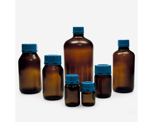 Бутыль ISOLAB 1000 мл, для жидкостей, GL45, с винтовой крышкой, тёмное стекло (Артикул 061.46.901)