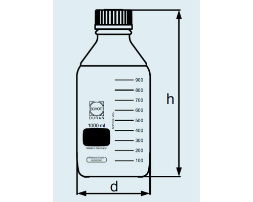 Бутыль DURAN Group 750 мл, GL45, без крышки и сливного кольца, с защитным покрытием (PU), бесцветное стекло (Артикул 218055101)