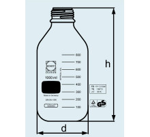 Бутыль DURAN Group 1000 мл, GL45, без крышки и сливного кольца, устойчивая к давлению, коричневое стекло (Артикул 218165409)