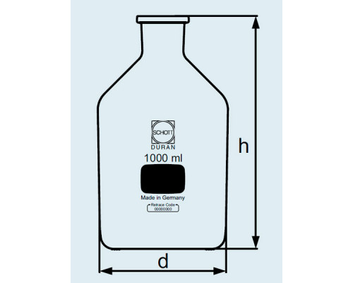 Бутыль DURAN Group 50 мл, NS14/15 узкогорлая, без пробки, бесцветное стекло (Артикул 211641701)