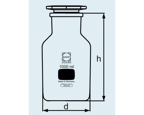Бутыль DURAN Group 100 мл, NS29/22, широкогорлая, с пробкой, бесцветное стекло (Артикул 211852403)