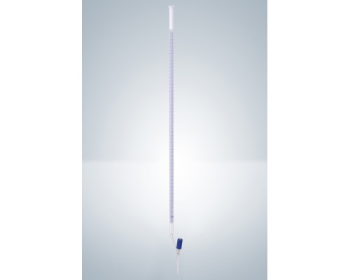 Бюретка Hirschmann 50 : 0,1 мл, класс AS, с линией Шеллбаха, светлое стекло, синяя градуировка, боковой клапанный PTFE кран (Артикул 3240375)