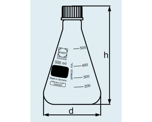 Колба Эрленмейера DURAN Group 1000 мл, GL32, с градуировкой, с крышкой, стекло (Артикул 218035457)