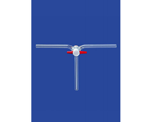 Кран трехходовой Lenz, 120°, NS14,5, диаметр отверстия 2,5 мм, PTFE (Артикул 2631402)