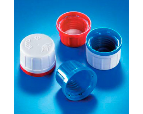 Крышка винтовая Kautex, PP, с защитным кольцом и коническим уплотнением, синяя, Ø 45 мм, для узкогорлых бутылей объемом 2500 мл (Артикул 2000076305)