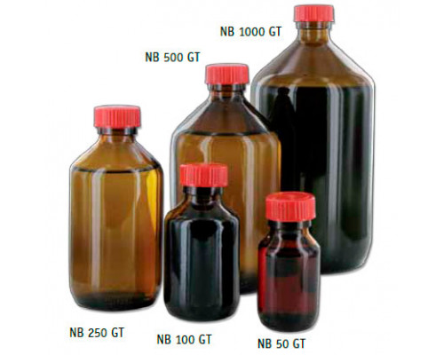 Бутыль для проб Behr NB 50 GT, 50 мл, узкое горло, коричневое стекло, крышка PP, 10 шт/упак (Артикул B00636012)