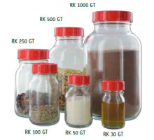 Бутыль для проб Behr RK 1000 GT, 1000 мл, широкое горло, бесцветное стекло, крышка PP, 10 шт/упак (Артикул B00218533)
