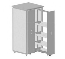 Шкаф 2 выдвижные вертикальные секции 640x630x1350 (замки на 2 секции) ламинат серый, серый металл