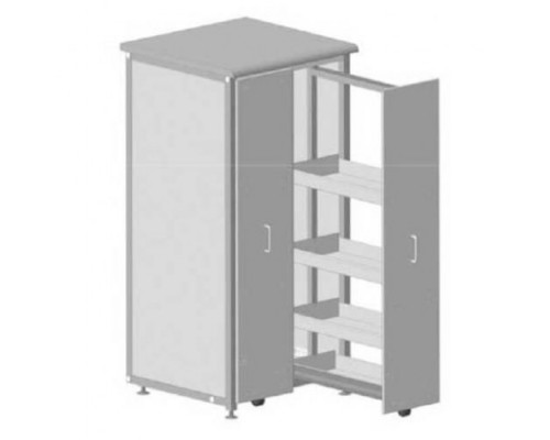 Шкаф 2 выдвижные вертикальные секции 640x630x1350 (замки на 2 секции) ламинат серый, серый металл