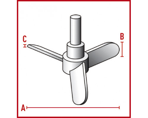 Перемешивающий элемент Bohlender пропеллерный, длина 600 мм, диаметр вала 10 мм, диаметр мешалки 140 мм, PTFE (Артикул C 392-34)