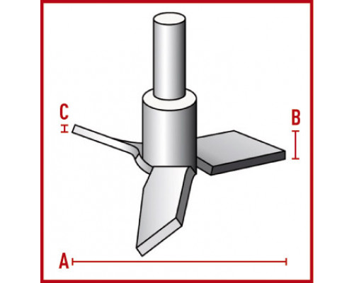 Перемешивающий элемент Bohlender пропеллерный, длина 350 мм, диаметр вала 8 мм, диаметр мешалки 75 мм, PTFE (Артикул C 378-12)