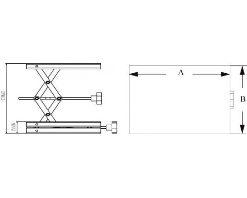 Подъемный столик Bochem, размеры 240x240 мм, максимальная нагрузка 30 кг, анодированный алюминий (Артикул 11041)