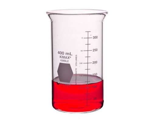 Стакан Берцелиуса Kimble 400 мл, высокий, с градуировкой, без носика, стекло (Артикул 14020-400)
