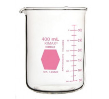 Стакан Гриффина Kimble Colorware 600 мл, низкий, с розовой градуировкой, с носиком, стекло (Артикул 14000P-600)