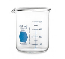 Стакан Гриффина Kimble Colorware 150 мл, низкий, с синей градуировкой, с носиком, стекло (Артикул 14000B-150)