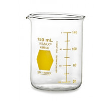 Стакан Гриффина Kimble Colorware 50 мл, низкий, с желтой градуировкой, с носиком, стекло (Артикул 14000Y-50)